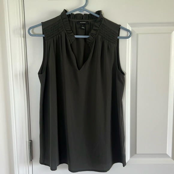 Halogen Tops - Halogen Size Small Sleeveless Army Green V-neck Blouse